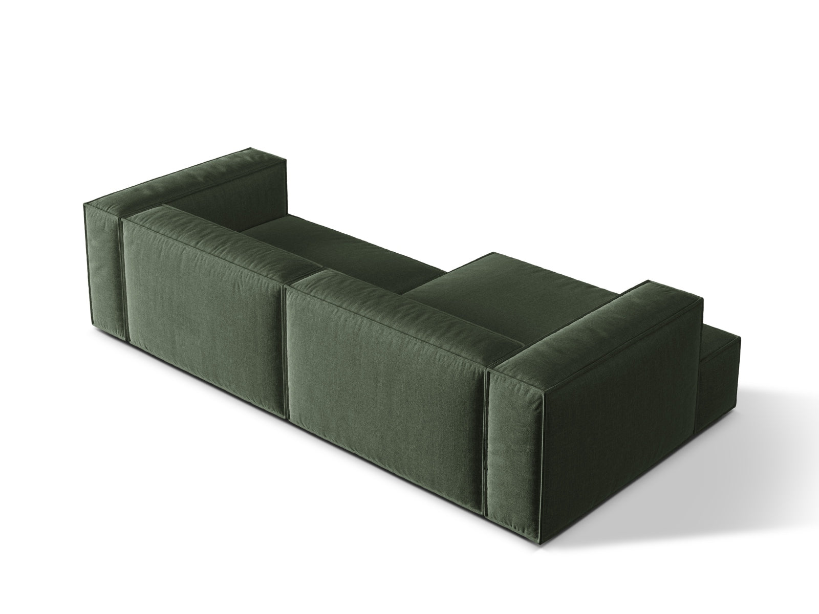 Modulares 4-Sitzer Ecksofa links Nuria in modernem Moss Green, perfekt für gemütliche Abende und stilvolle Einrichtungsideen.