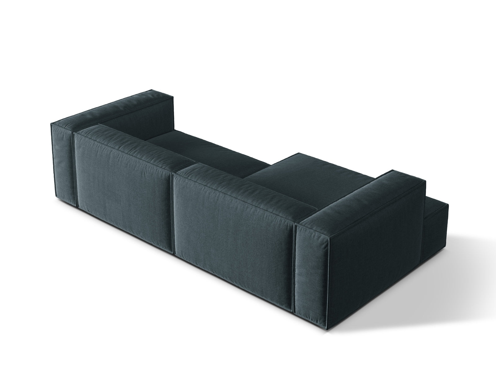 Modulares 4-Sitzer Ecksofa links Nuria in modernem Petrol, perfekt für gemütliche Abende und stilvolle Einrichtungsideen.