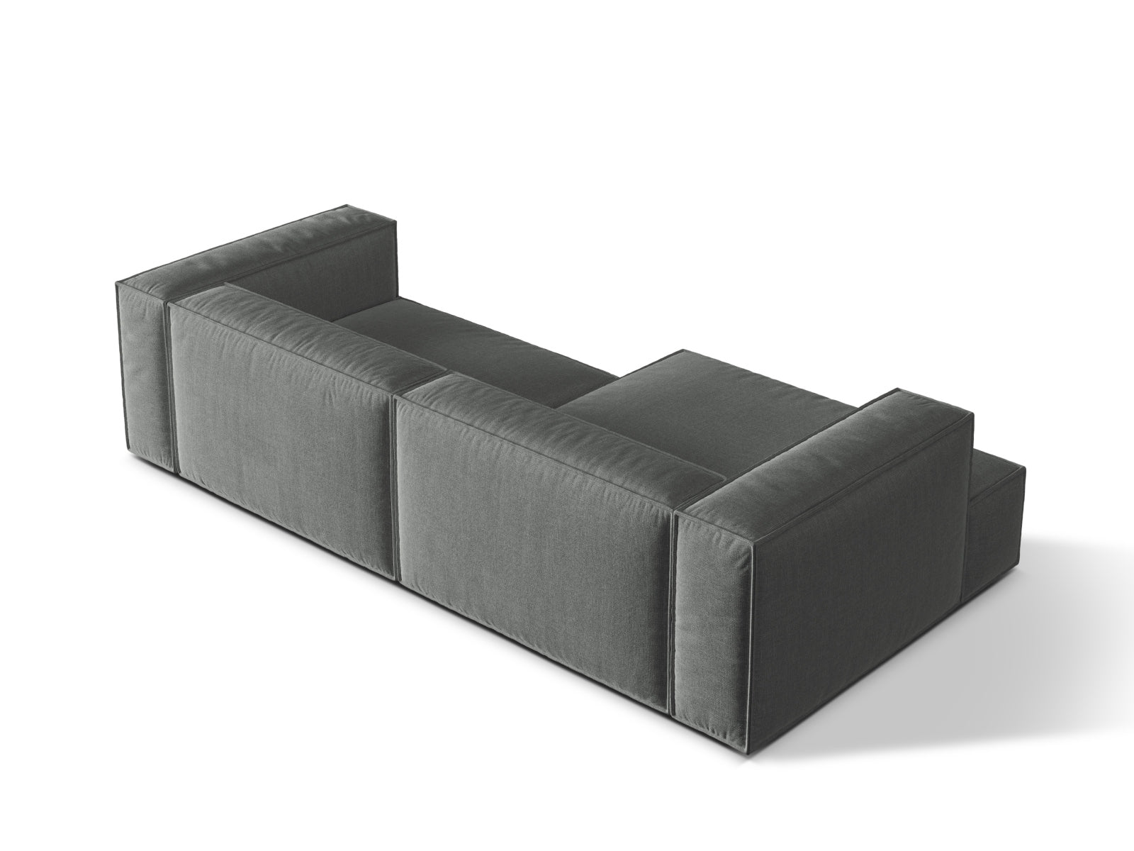 Elegantes 4-Sitzer Ecksofa links Nuria in modernem Grau, perfekt für gemütliche und stilvolle Wohnambiente.