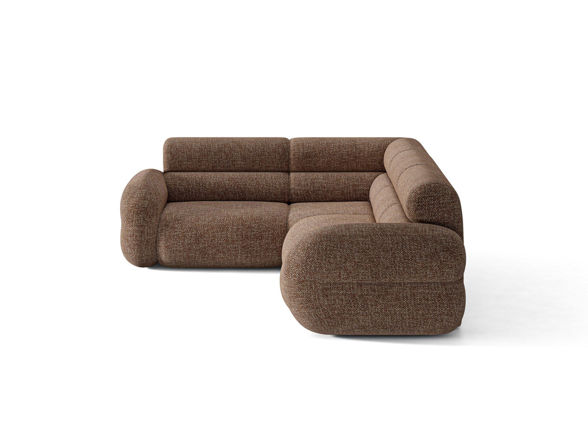 Micadoni Neo Linkes Ecksofa in Dunklem Olivgrün, L-Sofa links mit tiefer Sitzfläche, hoher Rückenlehne und schwarzen Kunststoffbeinen.