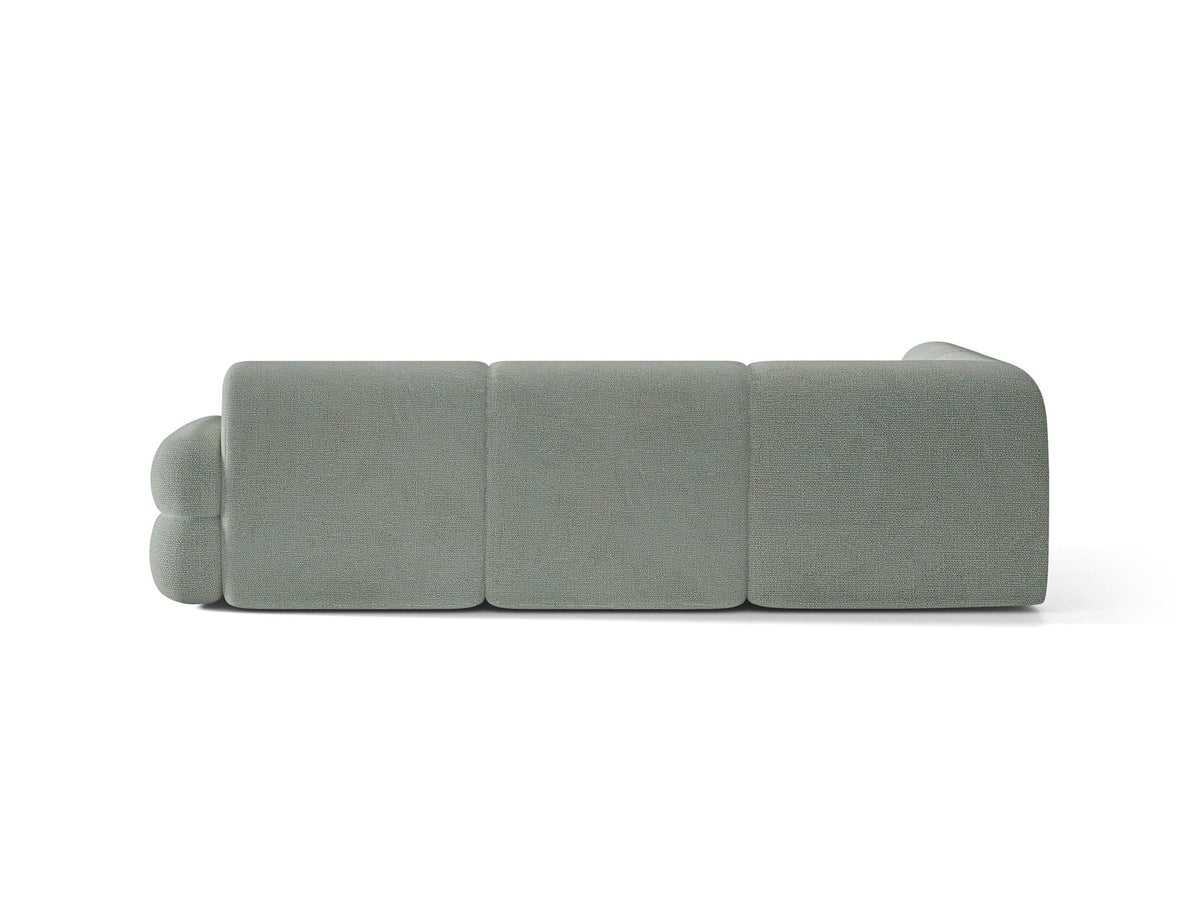 Micadoni Neo Linkes Ecksofa in Dunklem Olivgrün, L-Sofa links mit tiefer Sitzfläche, hoher Rückenlehne und schwarzen Kunststoffbeinen.