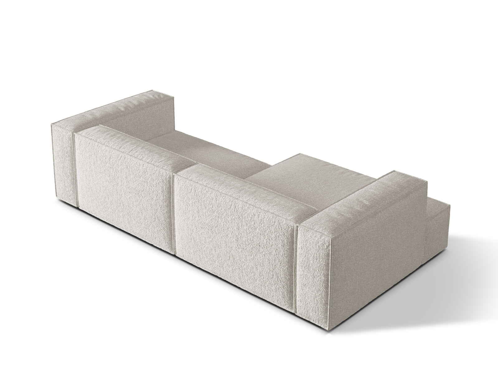 Entdecken Sie das elegante Nuria Boucle Modular Ecksofa links von Micadoni – ein 4-Sitzer mit luxuriöser Boucle-Polsterung und modernem Design.