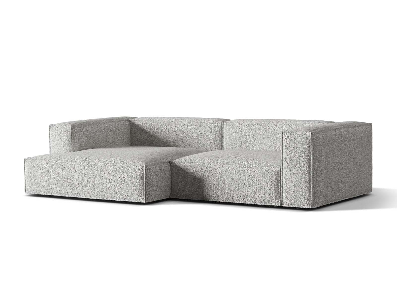 Entdecken Sie das elegante Nuria Boucle Modular Ecksofa links von Micadoni – ein 4-Sitzer mit luxuriöser Boucle-Polsterung und modernem Design.