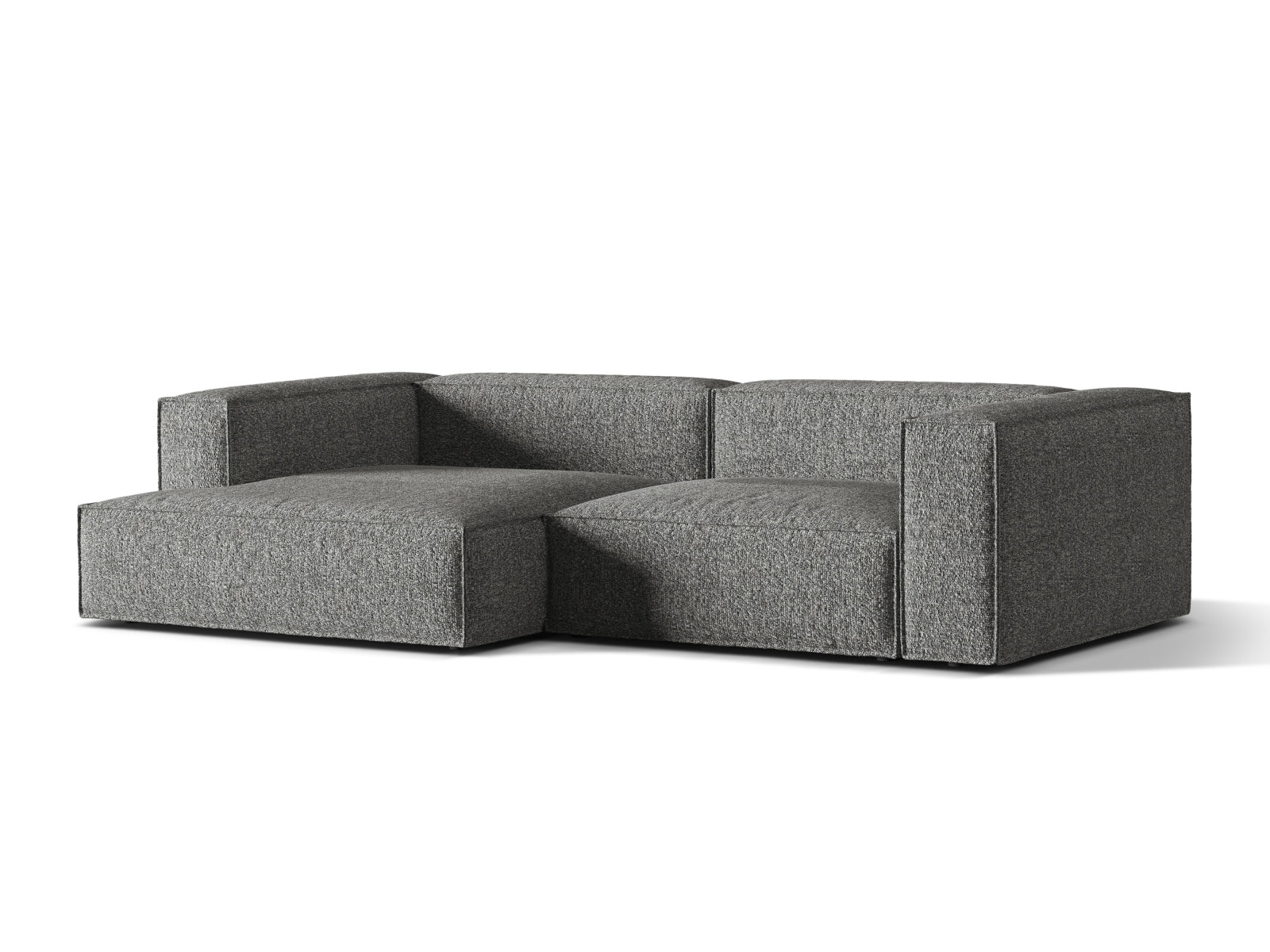Entdecken Sie das elegante Nuria Boucle Modular Ecksofa links von Micadoni – ein 4-Sitzer mit luxuriöser Boucle-Polsterung und modernem Design.