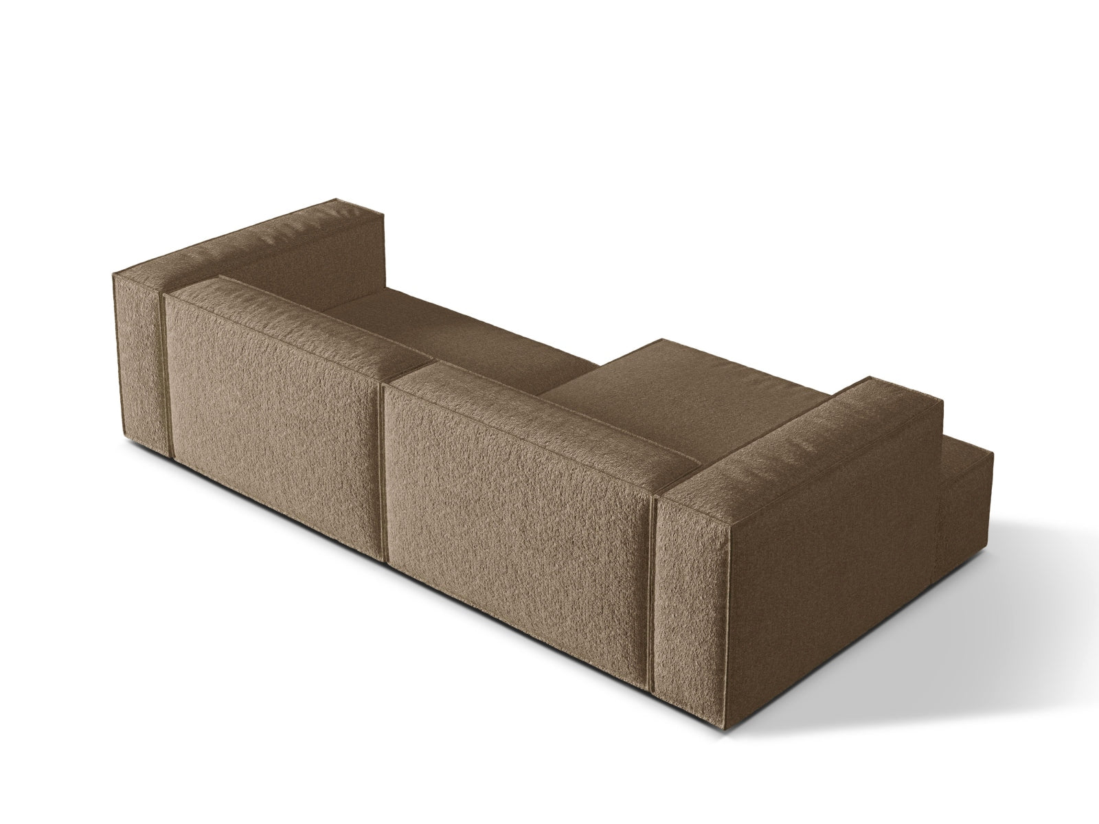 Entdecken Sie das elegante Nuria Boucle Modular Ecksofa links von Micadoni – ein 4-Sitzer mit luxuriöser Boucle-Polsterung und modernem Design.