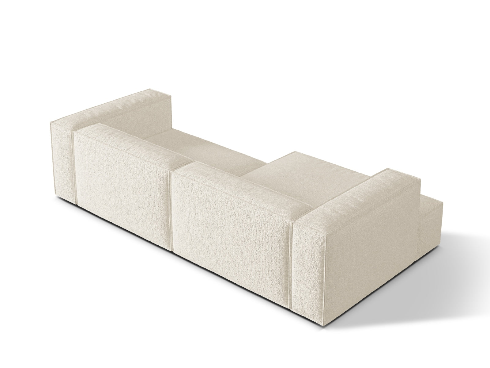 Elegantes Nuria Boucle Ecksofa in Ivory-Monet, 4-Sitzer, linksseitig, ideal für stilvolle und einladende Wohnräume.