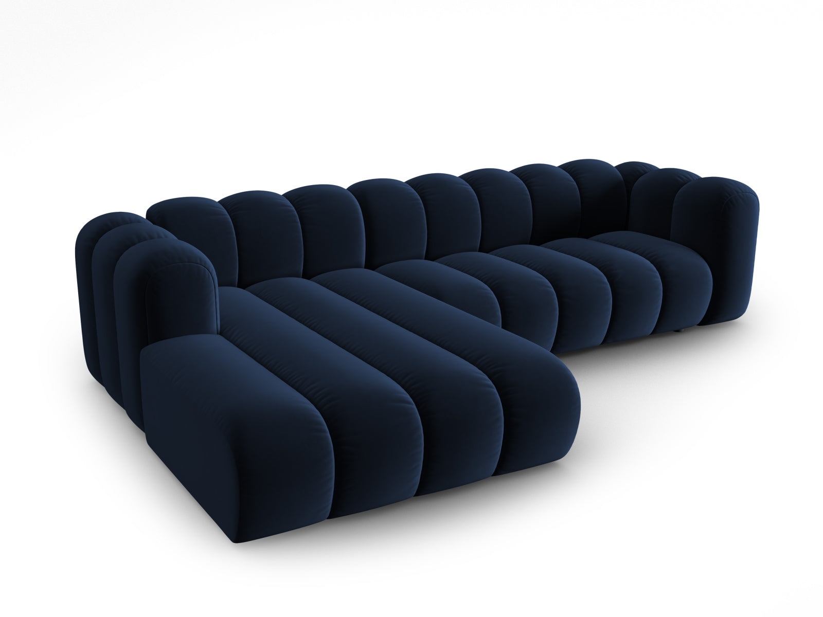 Erleben Sie das Lupine Velour Ecksofa links 4 Sitzer von Micadoni – ein modulares, elegantes Sofa, das Komfort und Stil in Ihr Wohnzimmer bringt.
