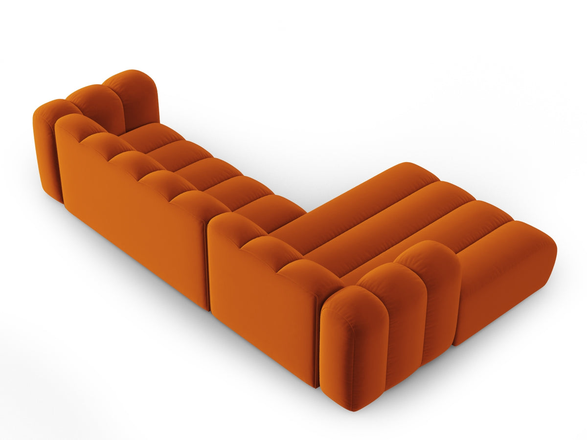 Lupine Velour modulares Ecksofa links 4 Sitzer in Terracotta-Salvador präsentiert im Onlineshop von KAQTU Design AG. L-Sofa links ist von Micadoni