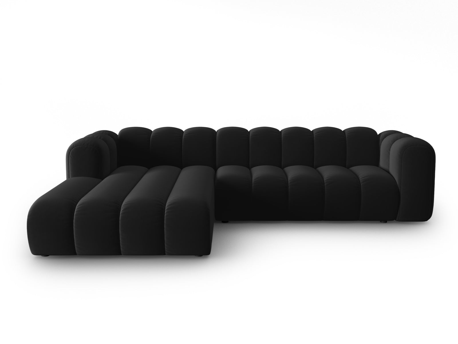 Lupine Velour modulares Ecksofa links 4 Sitzer in Black präsentiert im Onlineshop von KAQTU Design AG. Ecksofa links ist von Micadoni