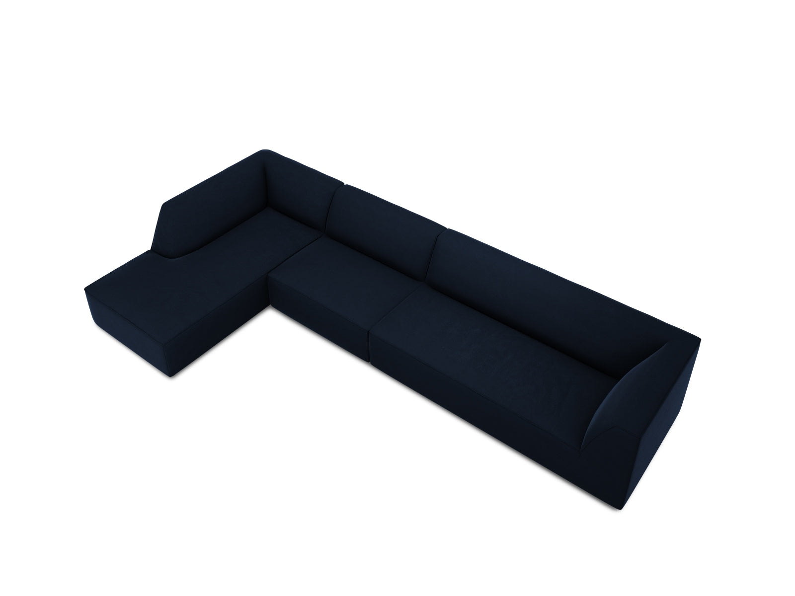 Elegantes, modulares Ecksofa in luxuriösem Ruby Velour, linksseitig, ideal für stilvolle Wohnräume und entspannte Stunden.