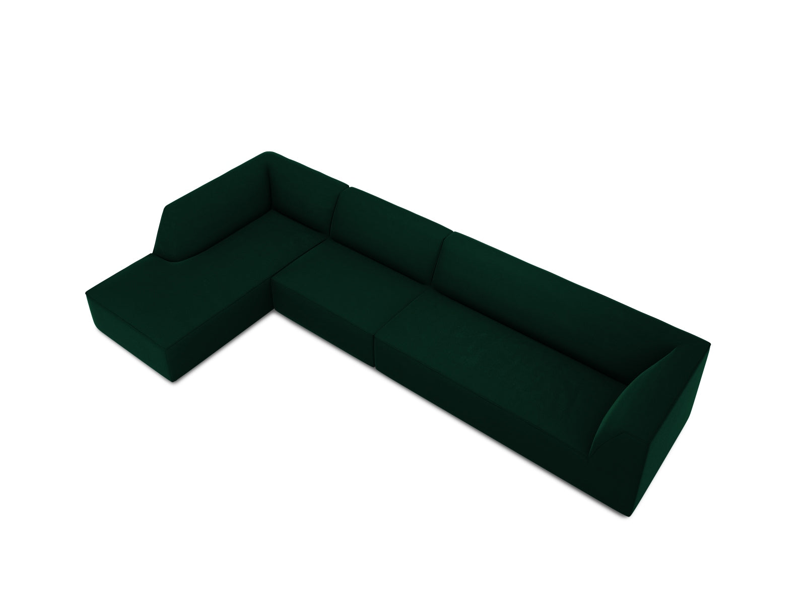 Elegantes, modulares Ecksofa in hochwertigem Ruby Velour, linksseitig, ideal für stilvolle Wohnräume und entspannte Abende.