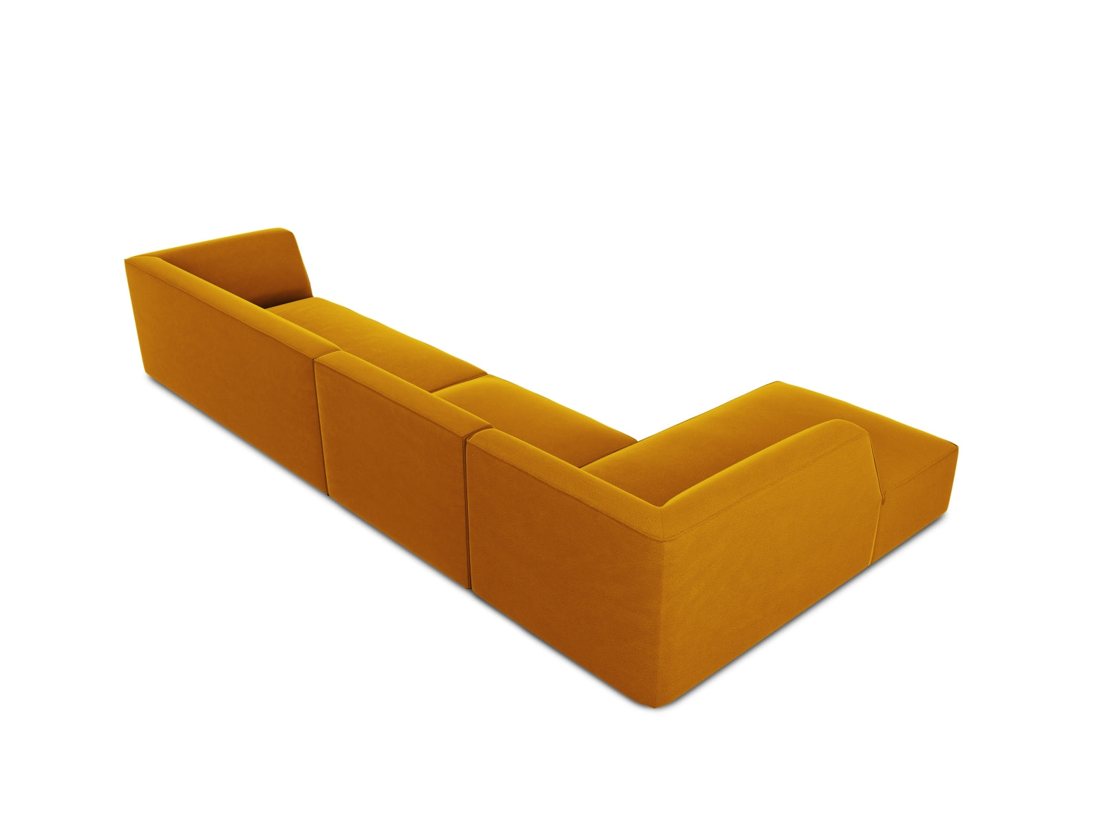 Modulares 5-Sitzer Ecksofa links in luxuriösem Ruby Velour, perfekt für moderne Wohnräume und gesellige Zusammenkünfte.
