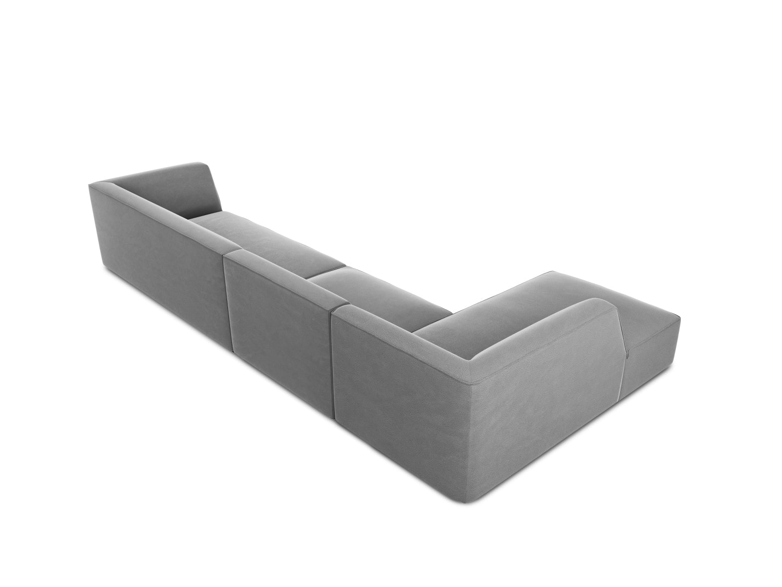 Stylisches 5-Sitzer Ecksofa in hochwertigem Ruby Velour, linksseitig, perfekt für stilvolle Wohnzimmer und entspannte Stunden.