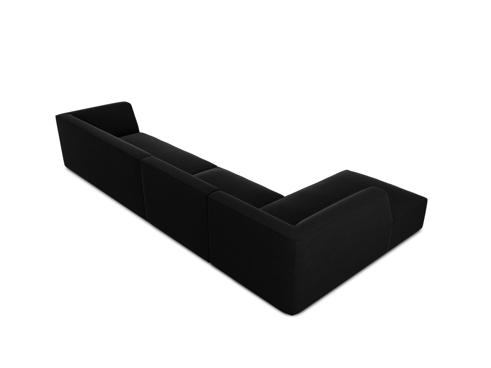 Modulares 5-Sitzer Ecksofa in luxuriösem Ruby Velour, linksseitig, perfekt für einladende und moderne Wohnambiente von Micadoni.