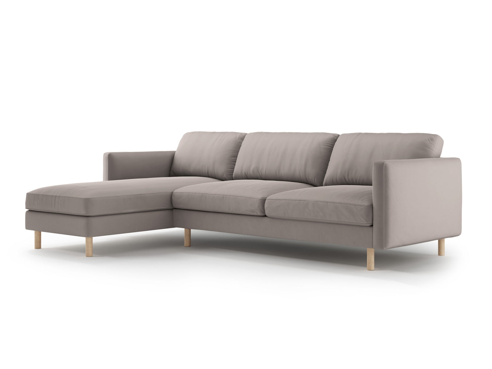 Erleben Sie das Eden Velour links Ecksofa 4-Sitzer von Micadoni: Stilvolles Velours, elegantes Design und hervorragender Sitzkomfort für Ihr Wohnzimmer.