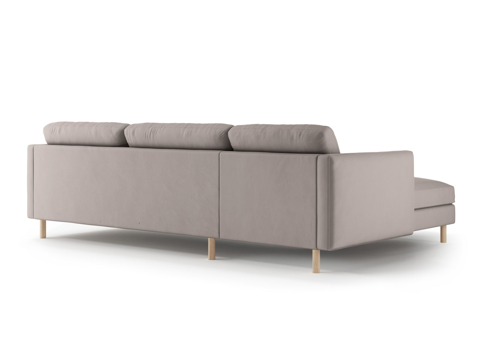 Gemütliches Eden Velour Ecksofa für 4 Personen in sanftem Grau, perfekt für entspannte Abende und stilvolle Einrichtung.