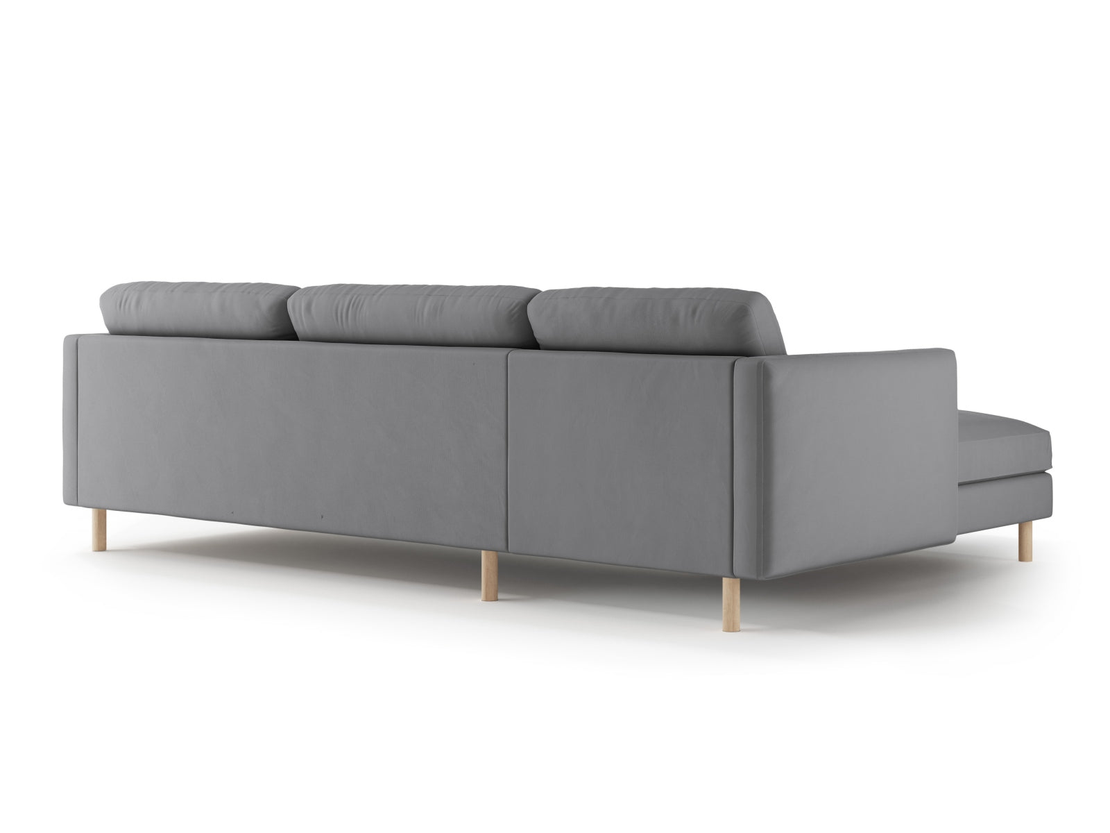 Gemütliches 4-Sitzer Ecksofa Eden Velour links in edlem Grau, perfekt für stilvolle Wohnzimmer und entspannte Abende, von Micadoni.