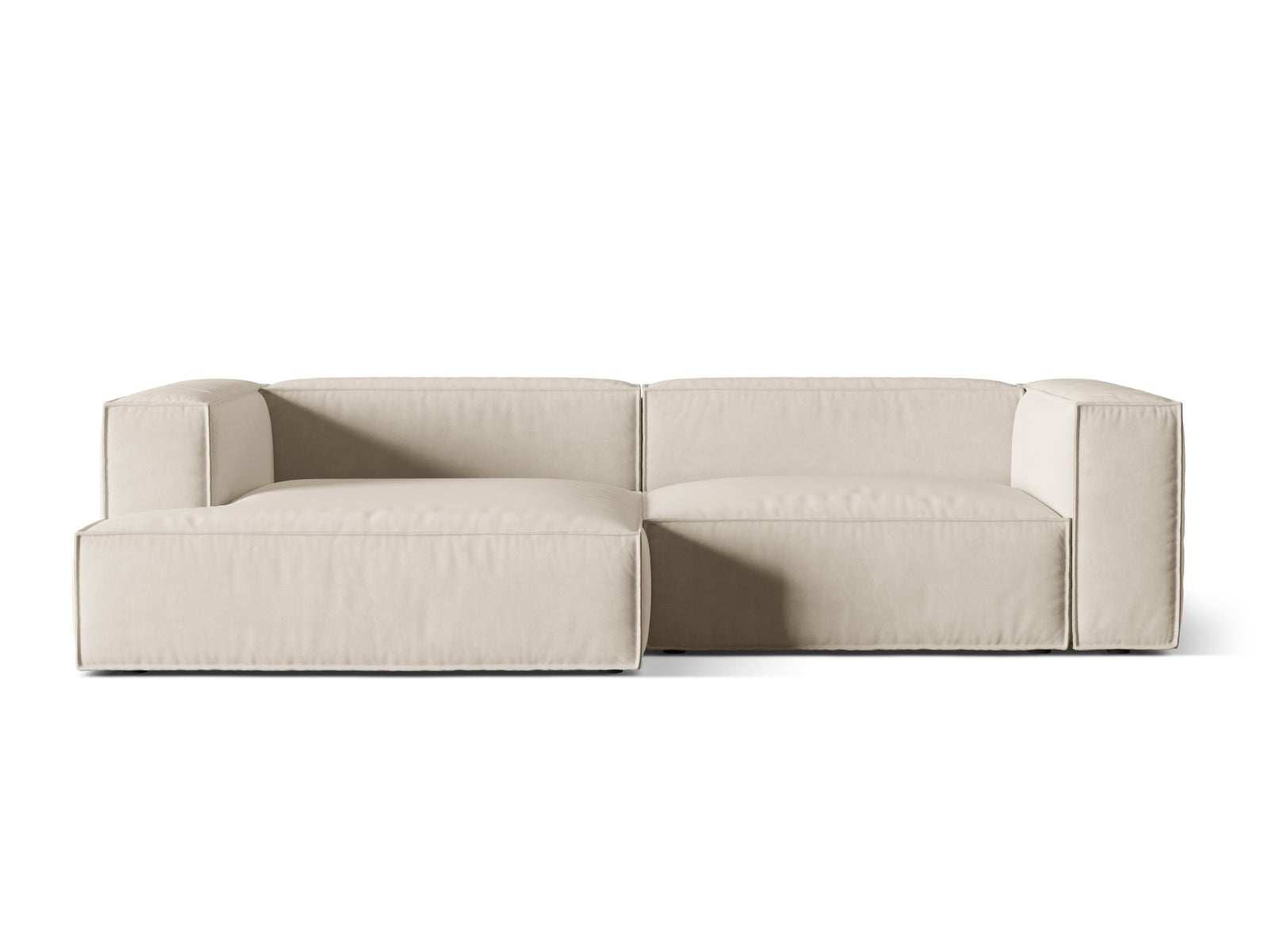 Nuria Velour Modular Ecksofa links 4 Sitzer in Beige präsentiert im Onlineshop von KAQTU Design AG. Ecksofa links ist von Micadoni