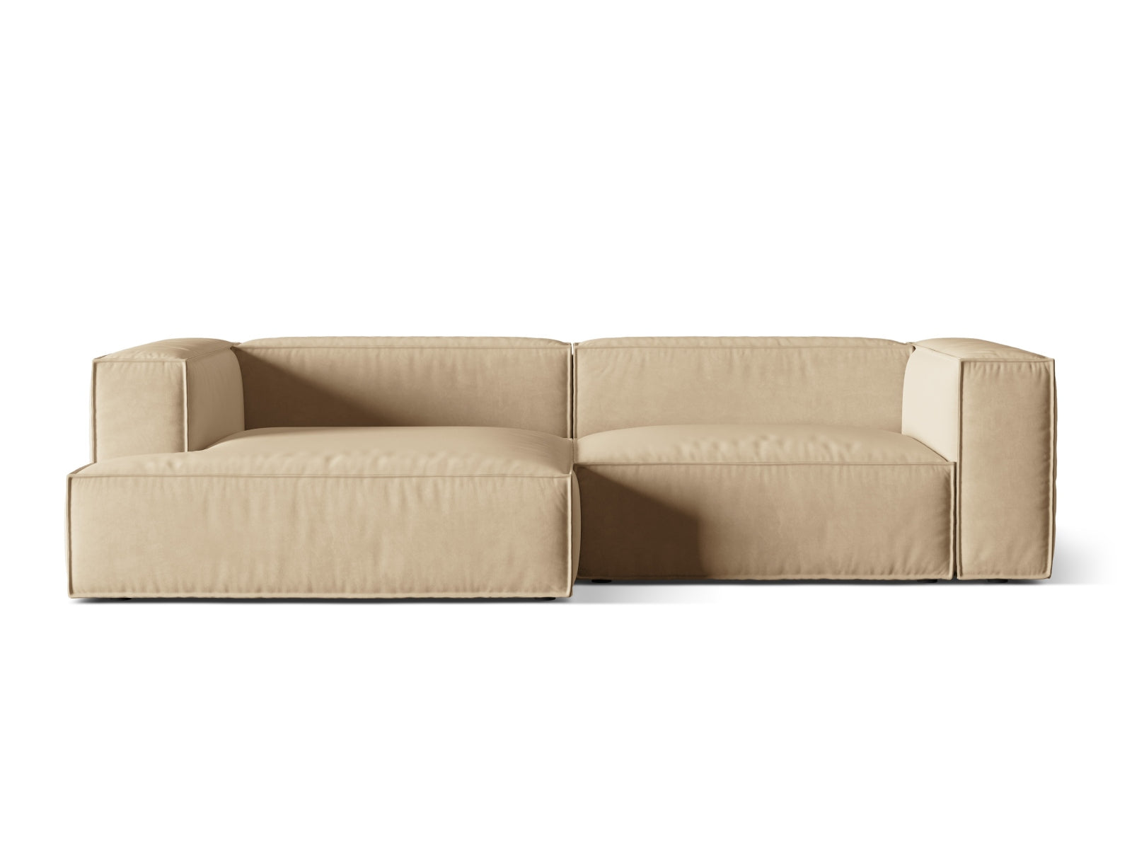 Nuria Velour Modular Ecksofa links 4 Sitzer in Nude-Paris präsentiert im Onlineshop von KAQTU Design AG. L-Sofa links ist von Micadoni