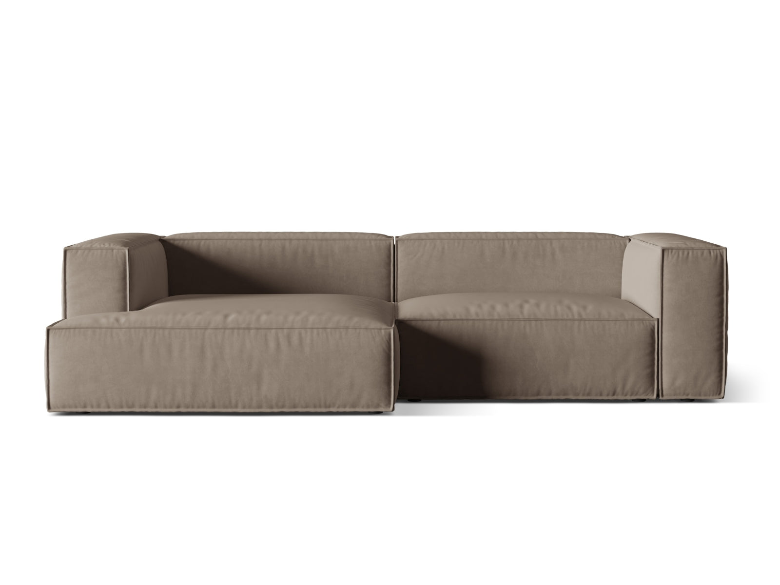 Nuria Velour Modular Ecksofa links 4 Sitzer in Warm grey präsentiert im Onlineshop von KAQTU Design AG. Ecksofa links ist von Micadoni