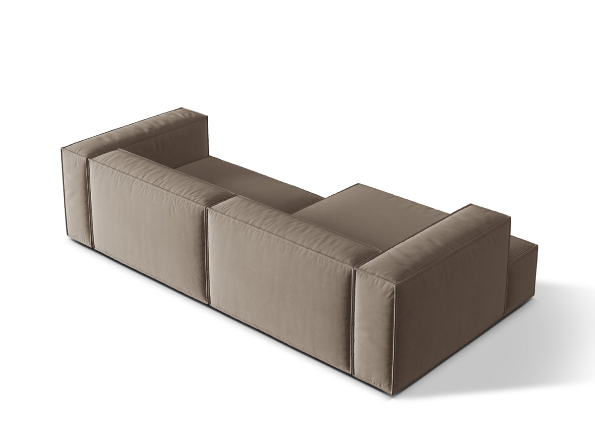 Nuria Velour Modular Ecksofa links 4 Sitzer in Warm grey-Paris präsentiert im Onlineshop von KAQTU Design AG. L-Sofa links ist von Micadoni