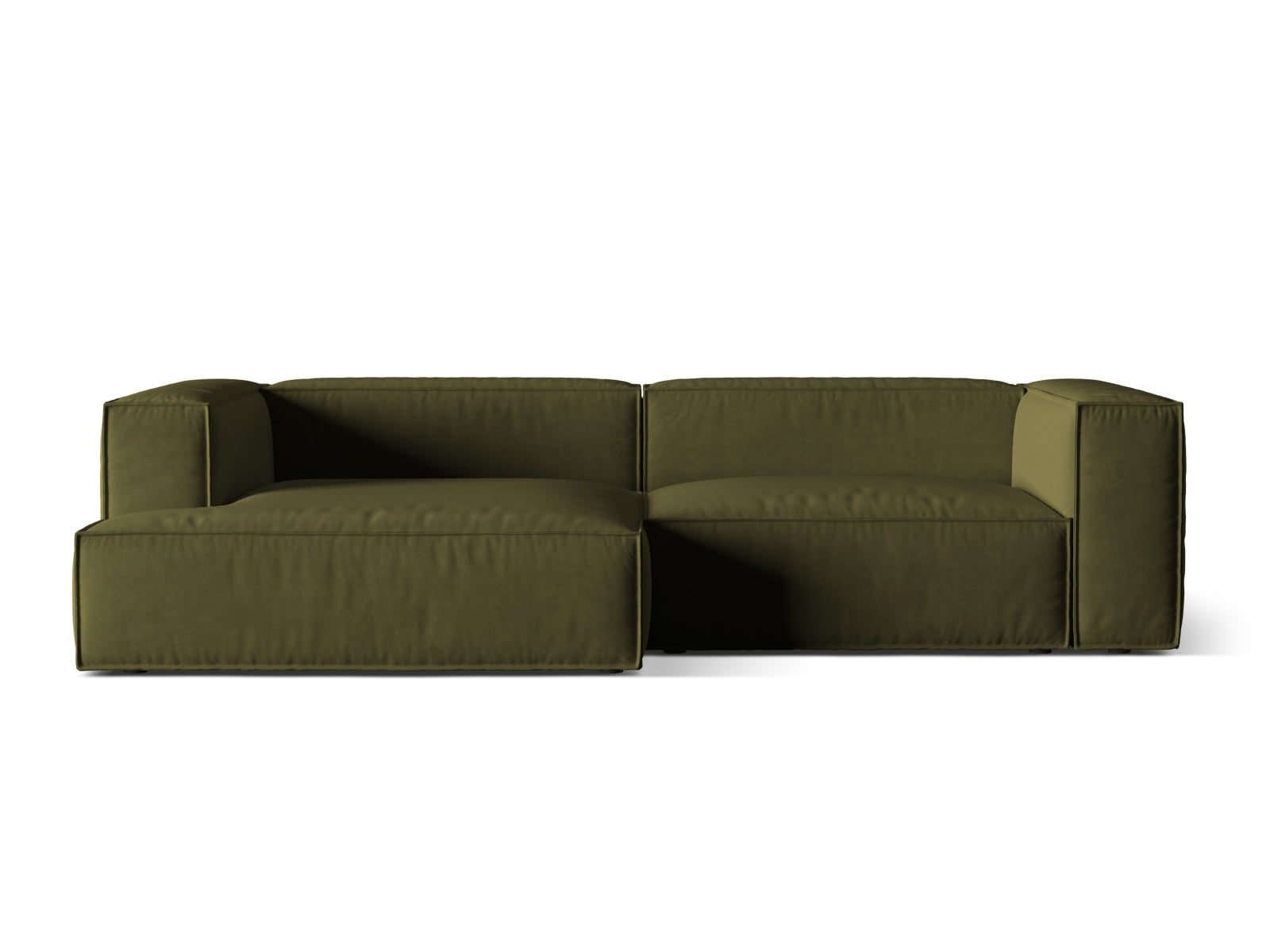 Nuria Velour Modular Ecksofa links 4 Sitzer in Moss Green Melange präsentiert im Onlineshop von KAQTU Design AG. Ecksofa links ist von Micadoni