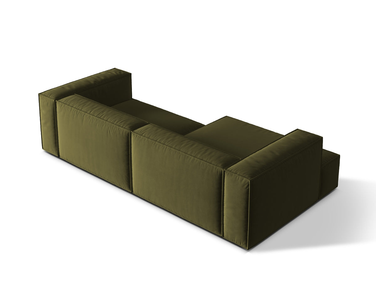 Nuria Velour Modular Ecksofa links 4 Sitzer in Moss Green Melange-Paris präsentiert im Onlineshop von KAQTU Design AG. L-Sofa links ist von Micadoni