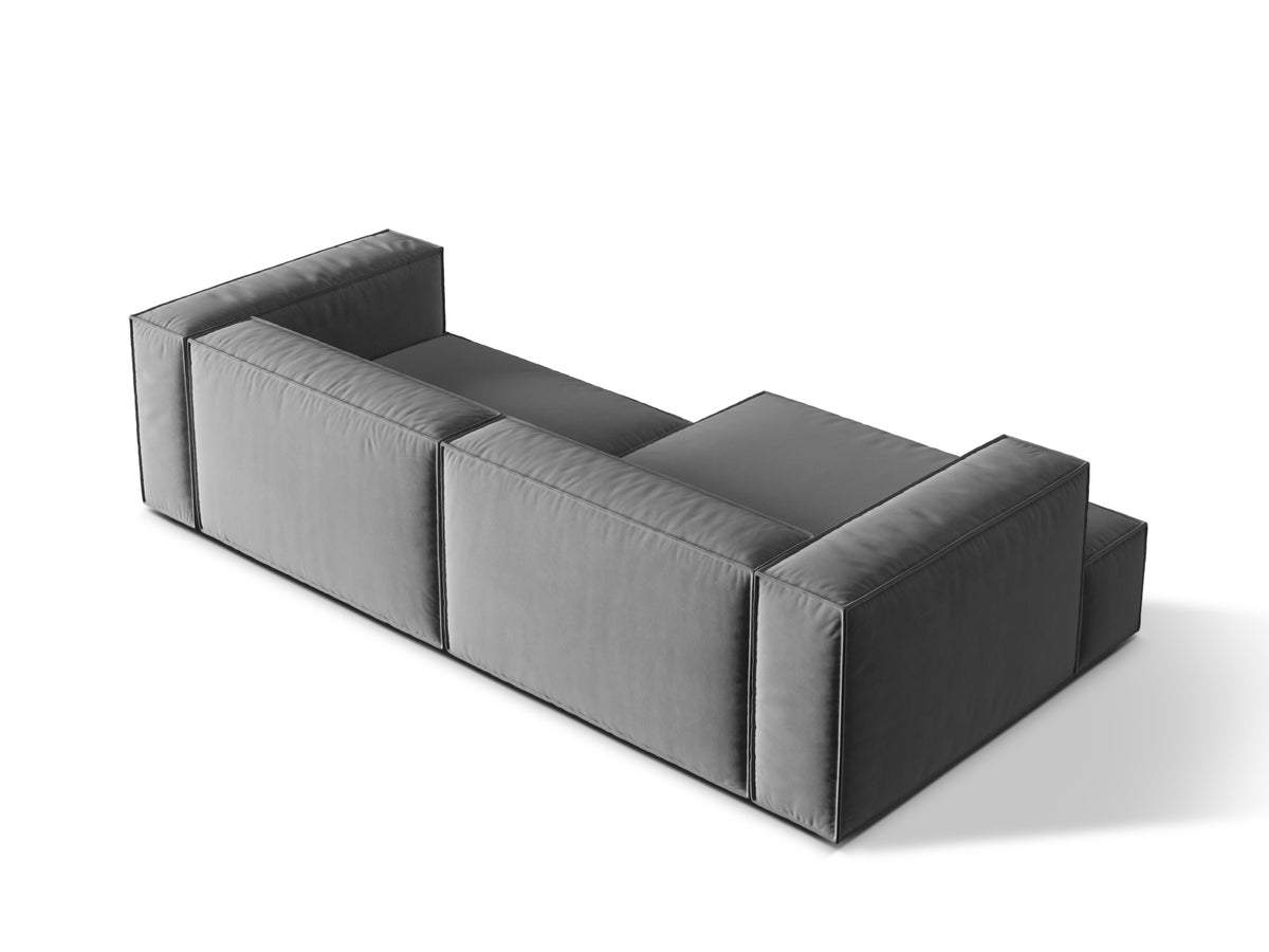 Nuria Velour Modular Ecksofa links 4 Sitzer in Grey-Paris präsentiert im Onlineshop von KAQTU Design AG. L-Sofa links ist von Micadoni