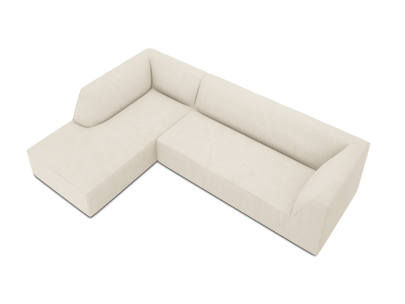 Modernes Ruby Ecksofa links in zeitlosem Beige, ideal für gesellige Runden. Geräumiges 4-Sitzer Design von Micadoni für höchsten Komfort.