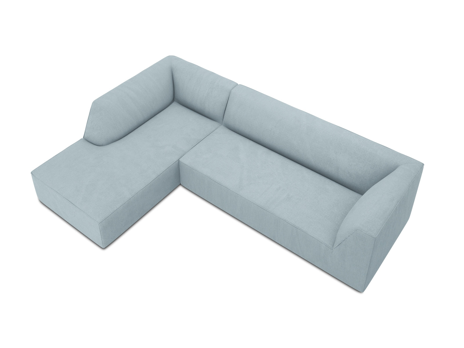 Stylisches, modulares Ecksofa in warmem Ruby-Rot, linksseitig, für 4 Personen, kombiniert zeitgemäße Ästhetik mit hohem Sitzkomfort.
