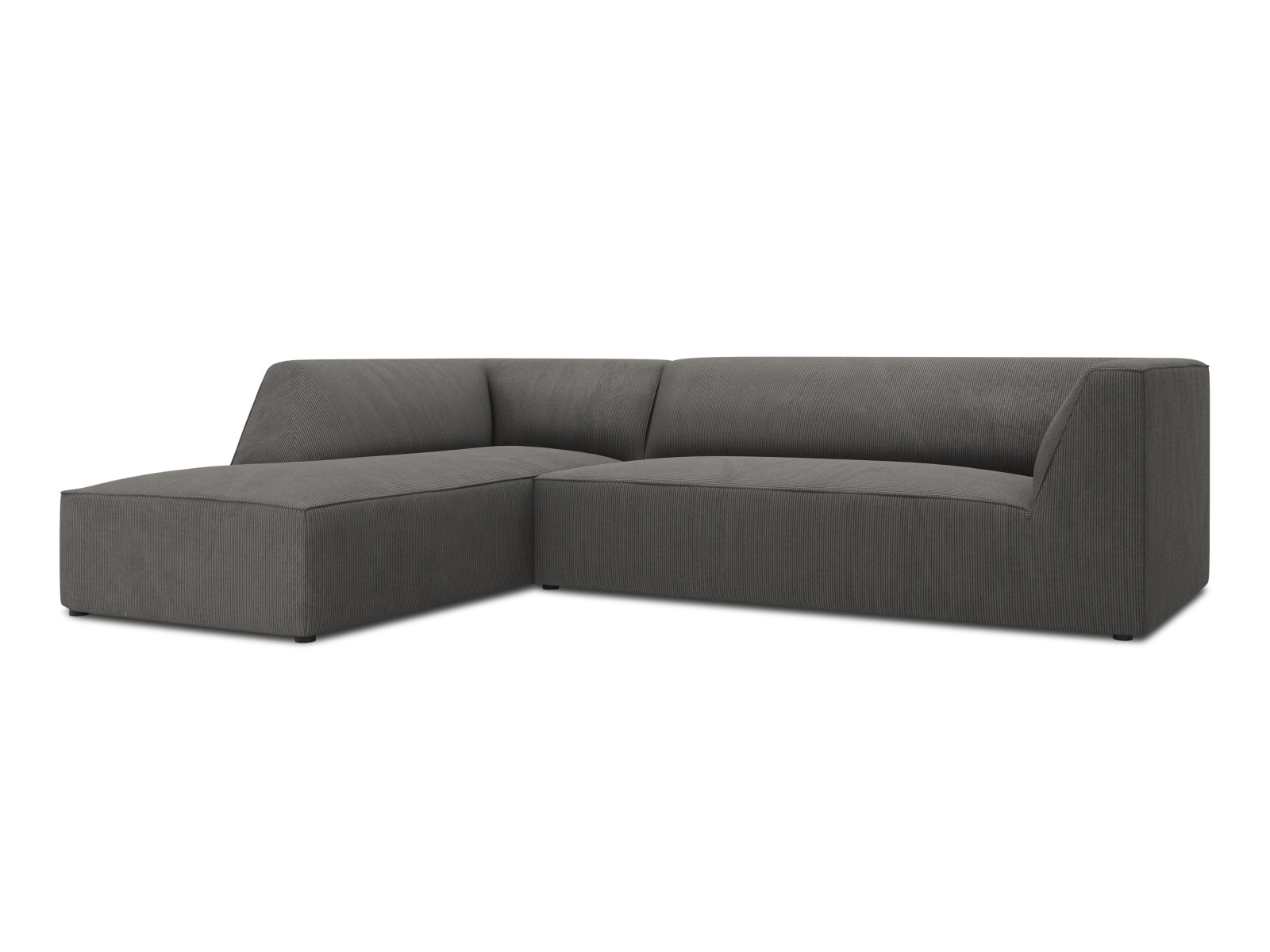 Stylisches Ruby Ecksofa in Dunkelgrau, linksseitig, für 4 Personen. Modulares Design von Micadoni, perfekt für moderne Wohnräume.