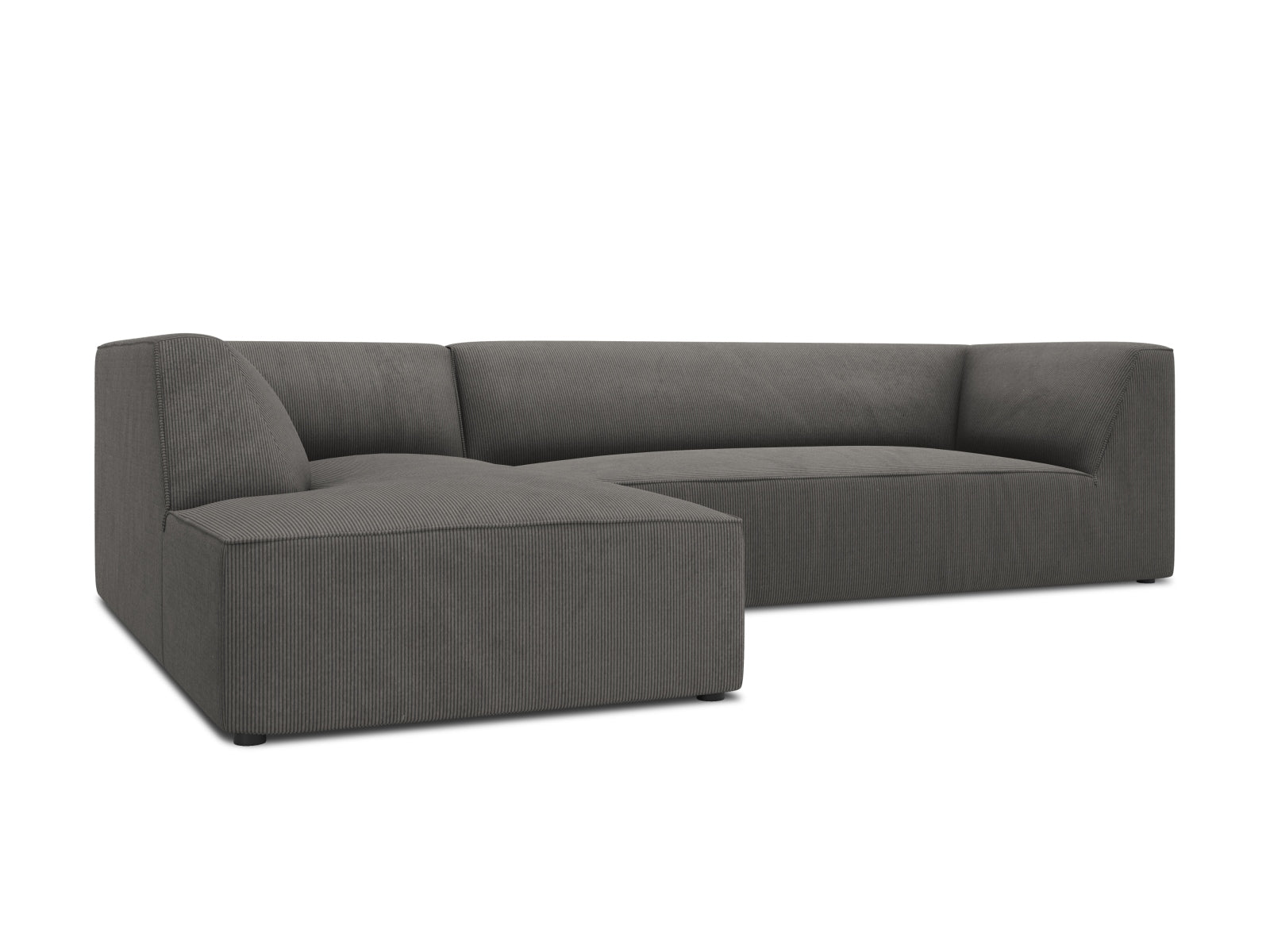 Elegantes, modulares Ecksofa Ruby in Dunkelgrau, linksseitig, bietet Platz für 4 Personen und passt ideal in zeitgemäße Wohnkonzepte.