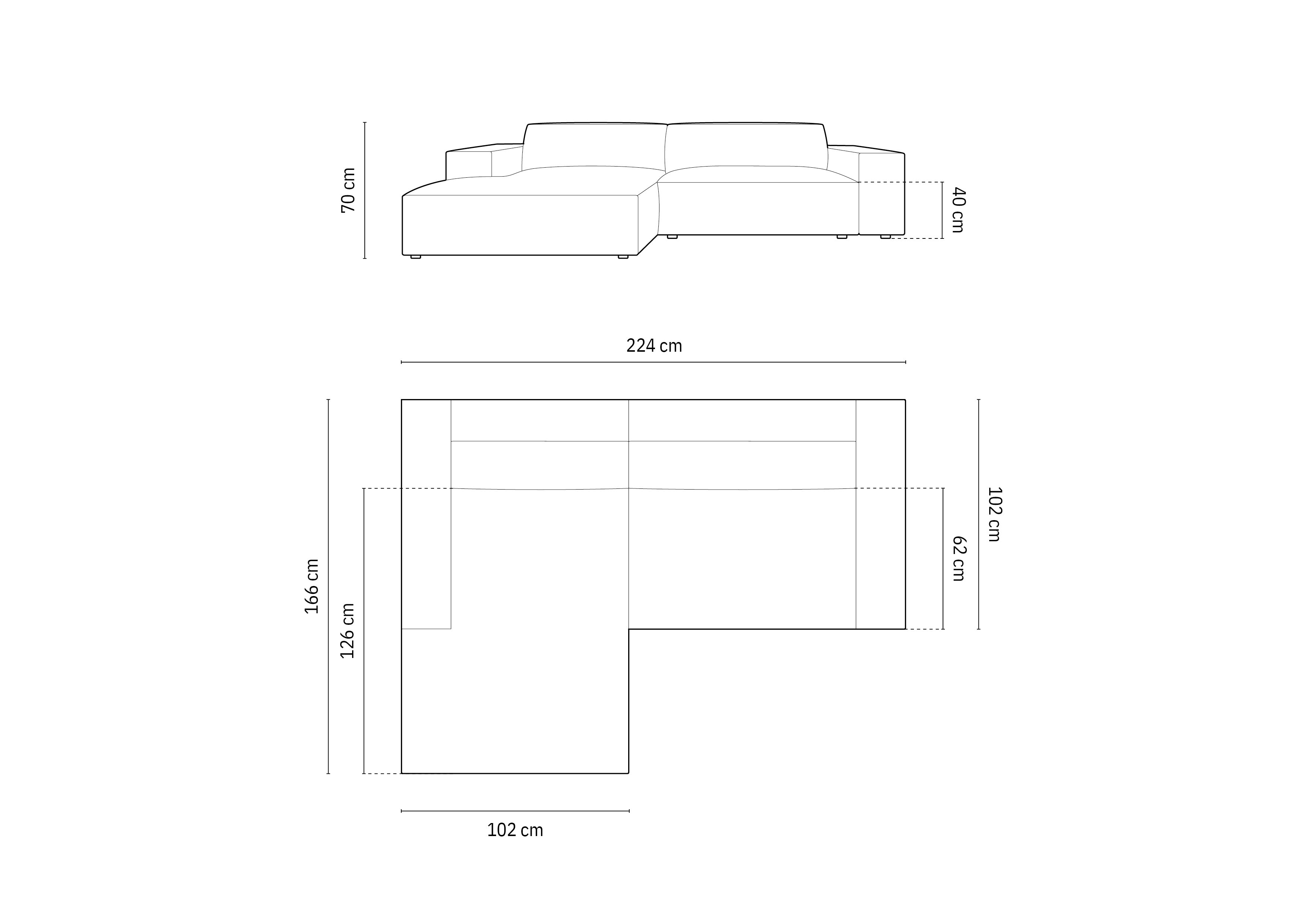 Elegantes Jodie Boucle Ecksofa links, 3-Sitzer in stilvollem Weiß, ideal für moderne Wohnräume, erhältlich bei KAQTU Design AG.