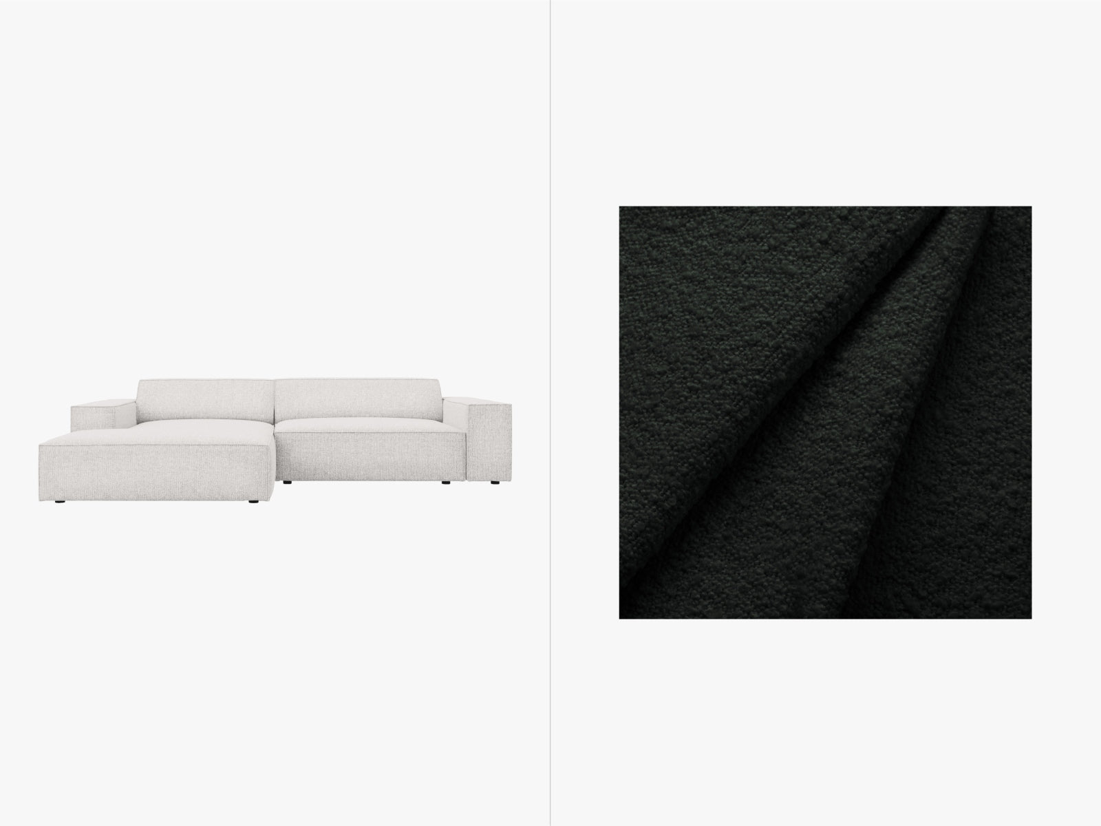 Modulares Jodie Boucle Ecksofa links, 3-Sitzer in elegantem Design, perfekt für stilvolle Wohnräume, bietet hohen Komfort und Flexibilität.