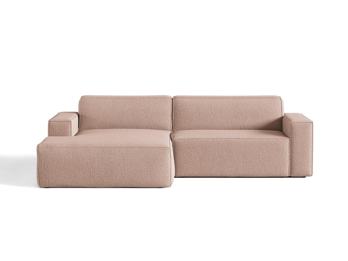 Modulares Ecksofa links Jodie mit Meridienne, Stoffbezug und schwarzen Beinen