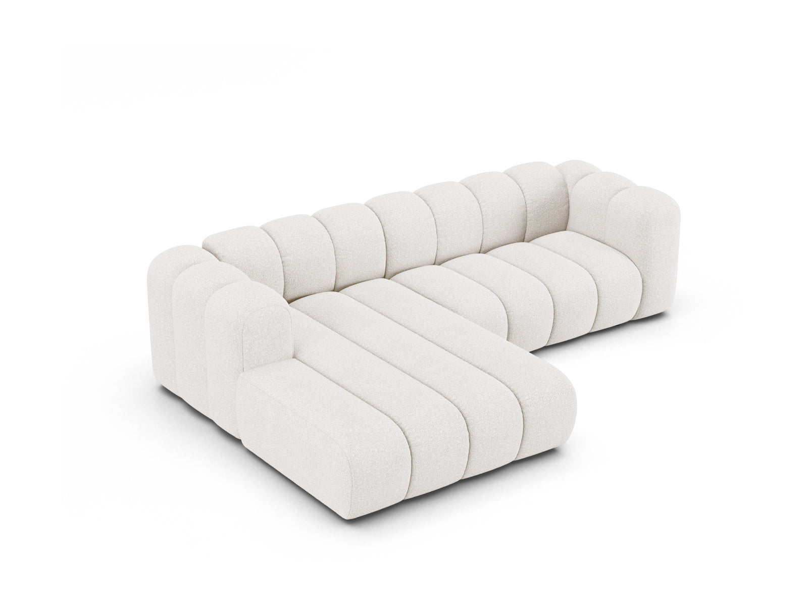 Stilvolles, modernes Ecksofa von Micadoni, linksseitig, für 4 Personen, in hochwertigem Boucle-Stoff, perfekt für jedes Wohnzimmer.