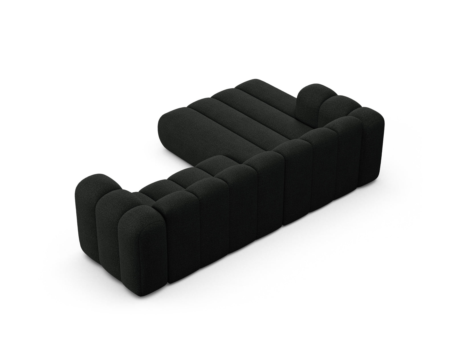 Elegantes, modulares 4-Sitzer Ecksofa Lupine Boucle links, ideal für moderne Wohnräume, mit weichem, strapazierfähigem Stoffbezug.