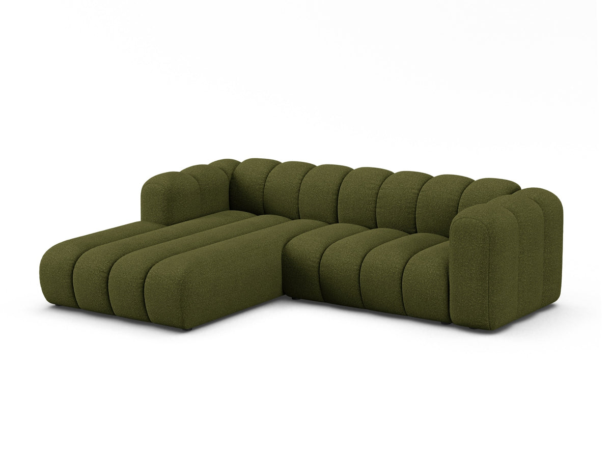 Lupine Boucle Modular Ecksofa links 4 Sitzer in Dark Olive Green-Baloo präsentiert im Onlineshop von KAQTU Design AG. L-Sofa links ist von Micadoni