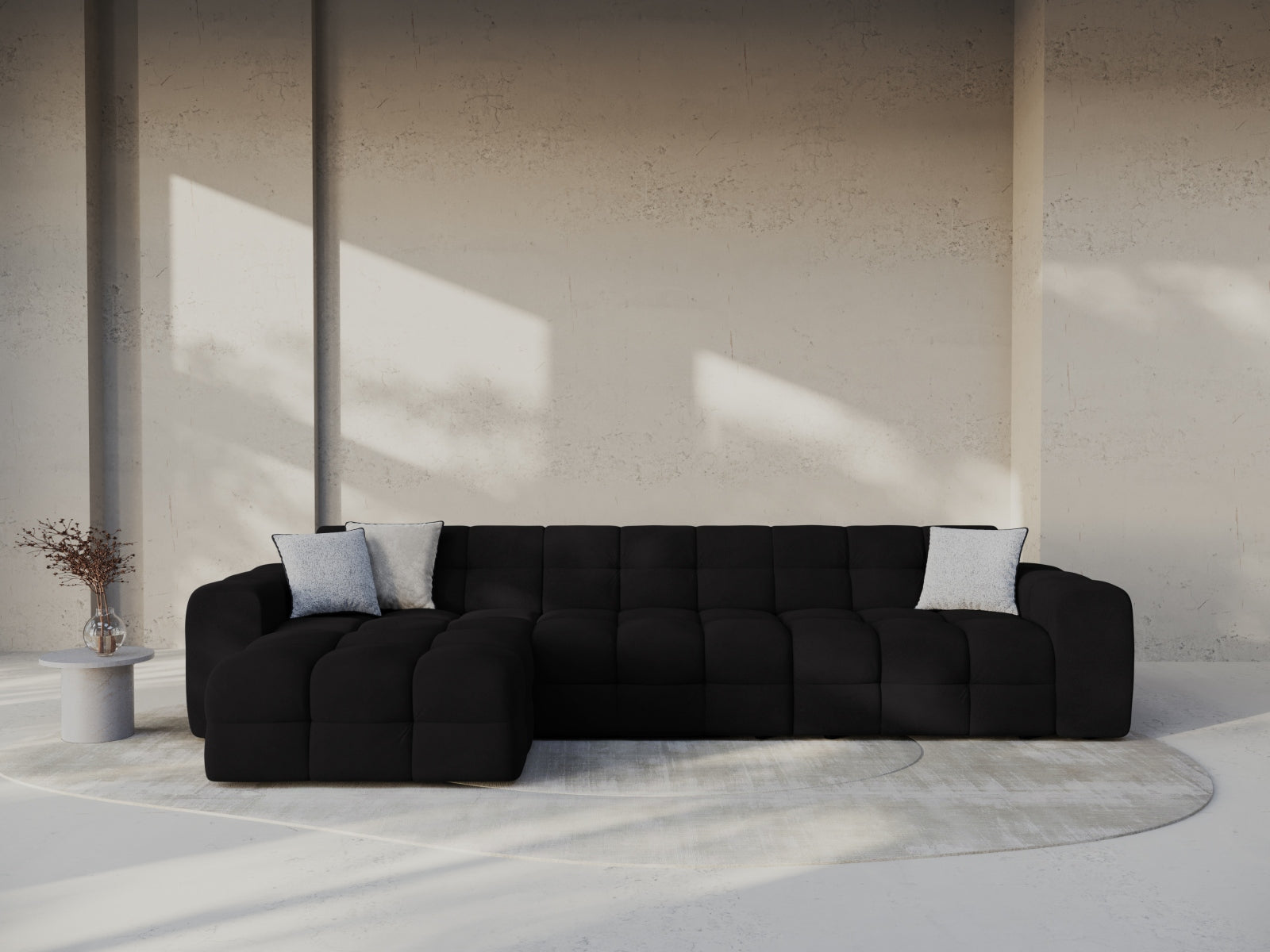 Erleben Sie das Kendal Velour links Ecksofa 5 Sitzer von Micadoni – elegantes Design, grosszügige Sitzfläche und unvergleichlicher Komfort für Ihr Wohnzimmer.
