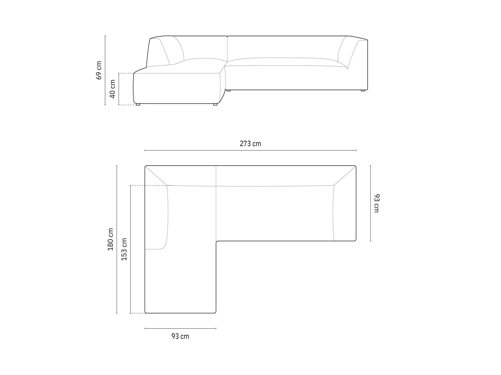 Ruby Modulares Ecksofa links 4 Sitzer in Grey-Ottawa präsentiert im Onlineshop von KAQTU Design AG. Ecksofa links ist von Micadoni