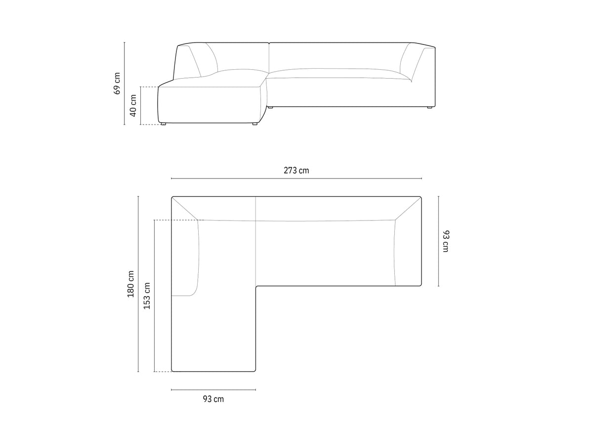 Ruby Modulares Ecksofa links 4 Sitzer in Black-Ottawa präsentiert im Onlineshop von KAQTU Design AG. Ecksofa links ist von Micadoni