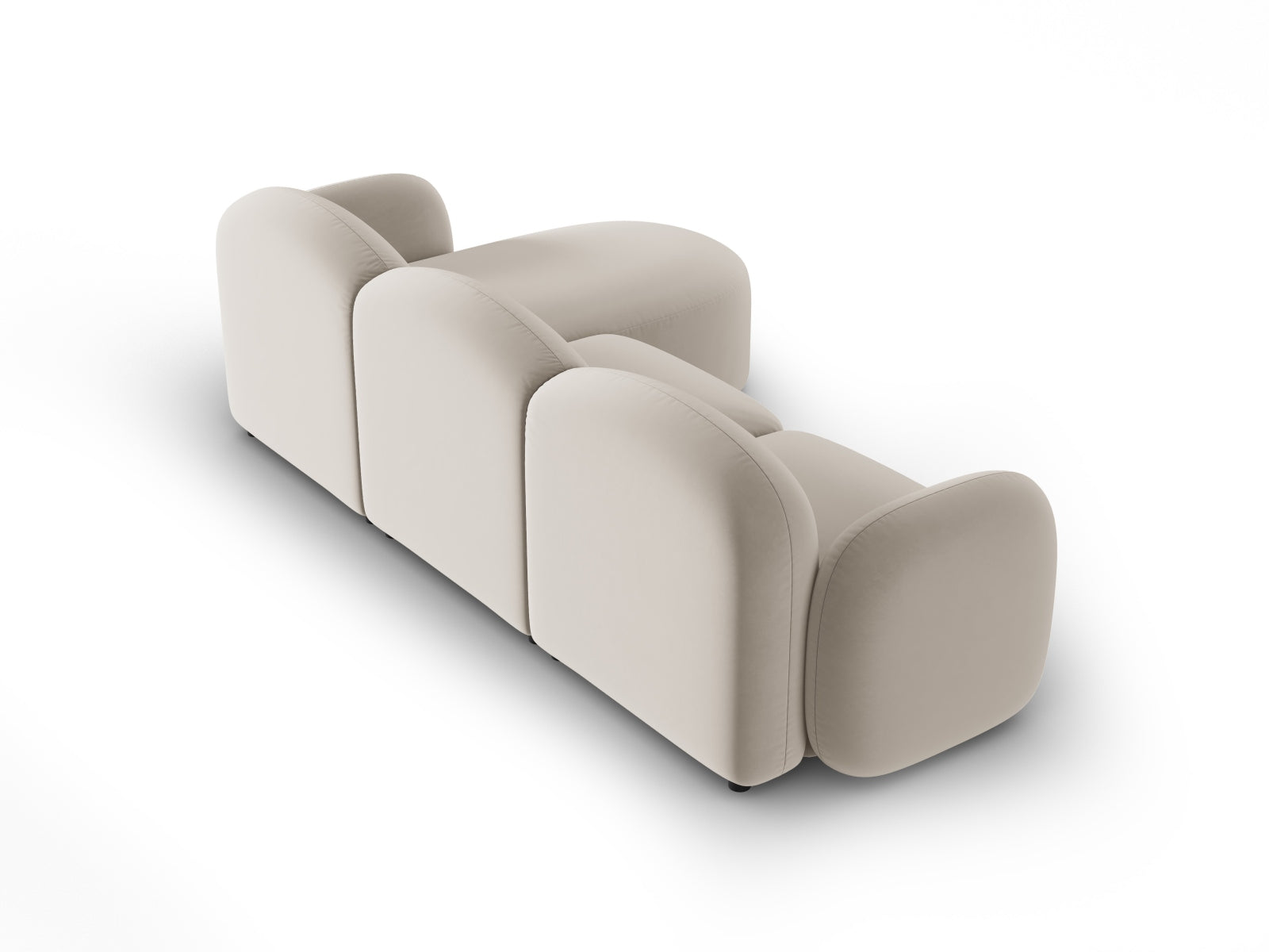 Modernes 4-Sitzer Ecksofa Blair Velour in Ecru-Casino, linksseitig, ideal für stilvolle Wohnräume von Micadoni.