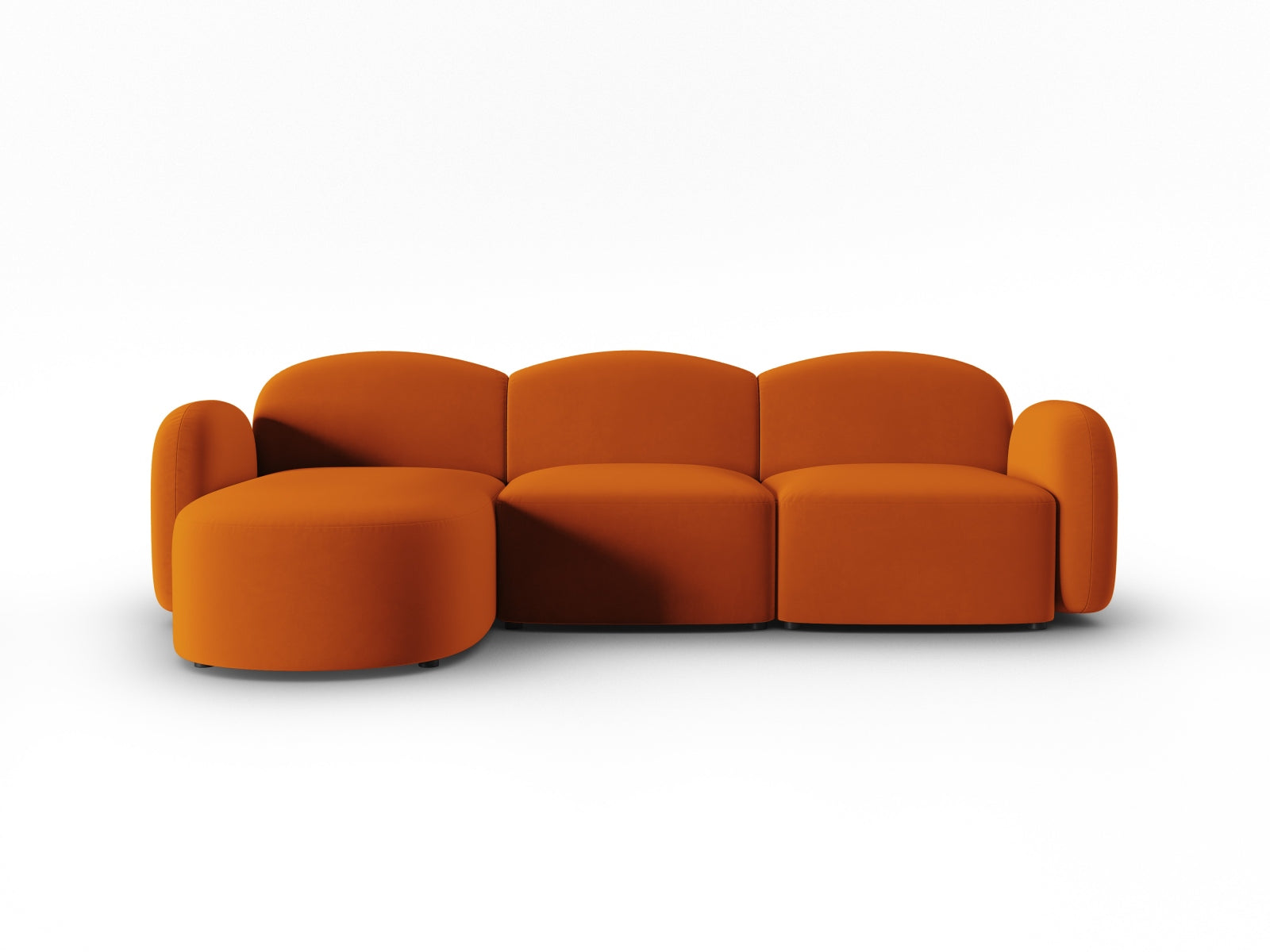 Stilvolles 4-Sitzer Ecksofa Blair aus weichem Velours, linksseitig, perfekt für entspannte Stunden und zeitgemäße Einrichtung.