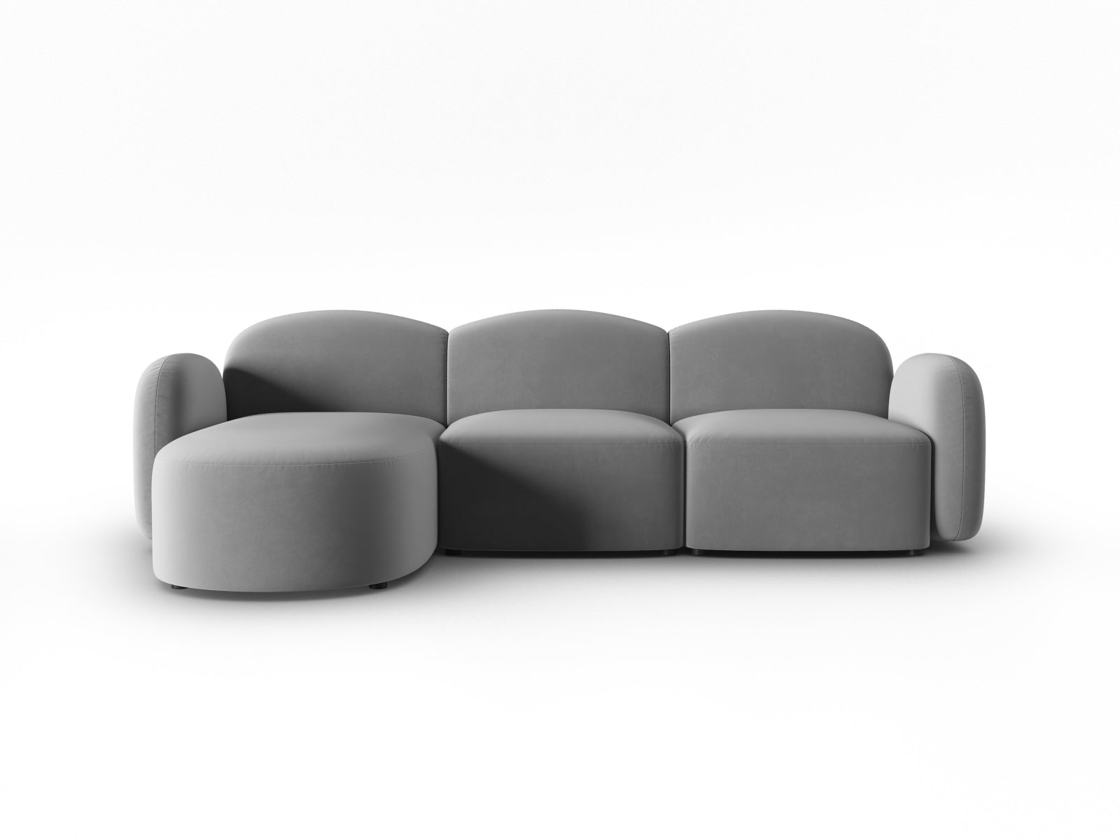 Elegantes linksseitiges Ecksofa Blair in Velours, ideal für gemütliche Abende und modernes Wohndesign.