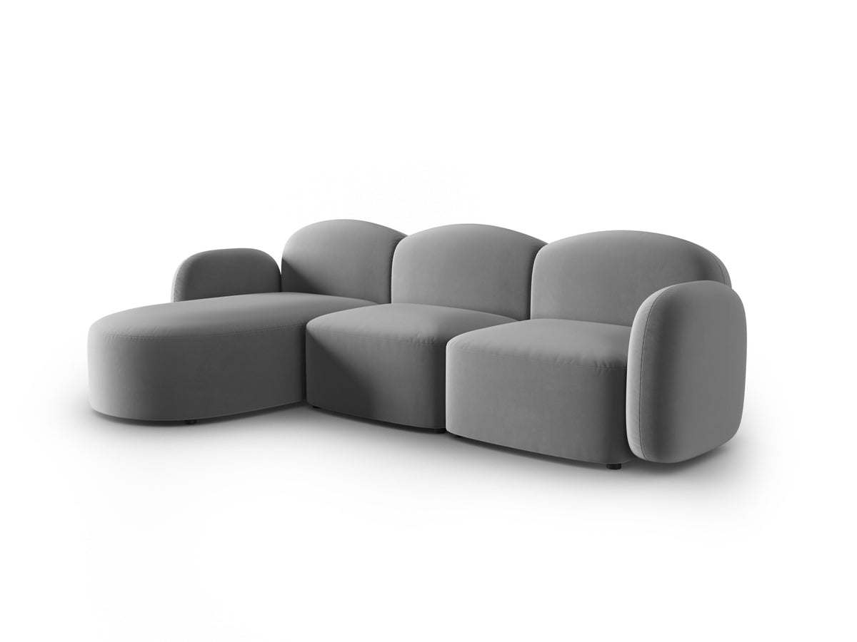 Blair Velour links Ecksofa 4 Sitzer in Light Grey-Casino präsentiert im Onlineshop von KAQTU Design AG. L-Sofa links ist von Micadoni