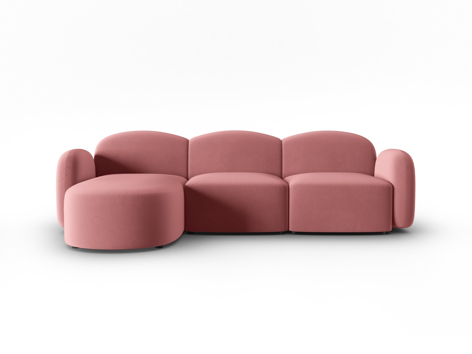 Stilvolles 4-Sitzer Ecksofa Blair aus weichem Velours, perfekt für entspannte Stunden und ein modernes Wohnambiente.