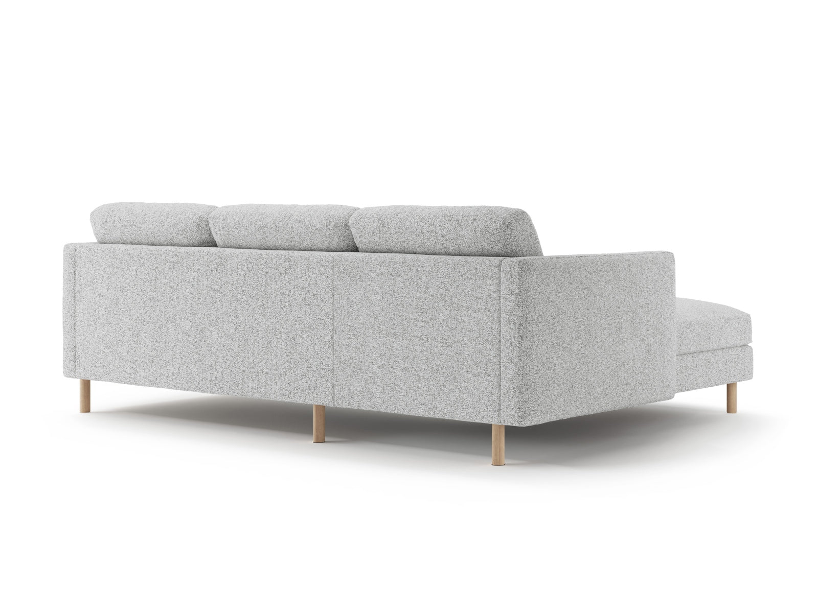Elegantes Eden Ecksofa links, 3-Sitzer in sanftem Grau, perfekt für stilvolle Wohnzimmer. Hochwertige Materialien und modernes Design von Micadoni.