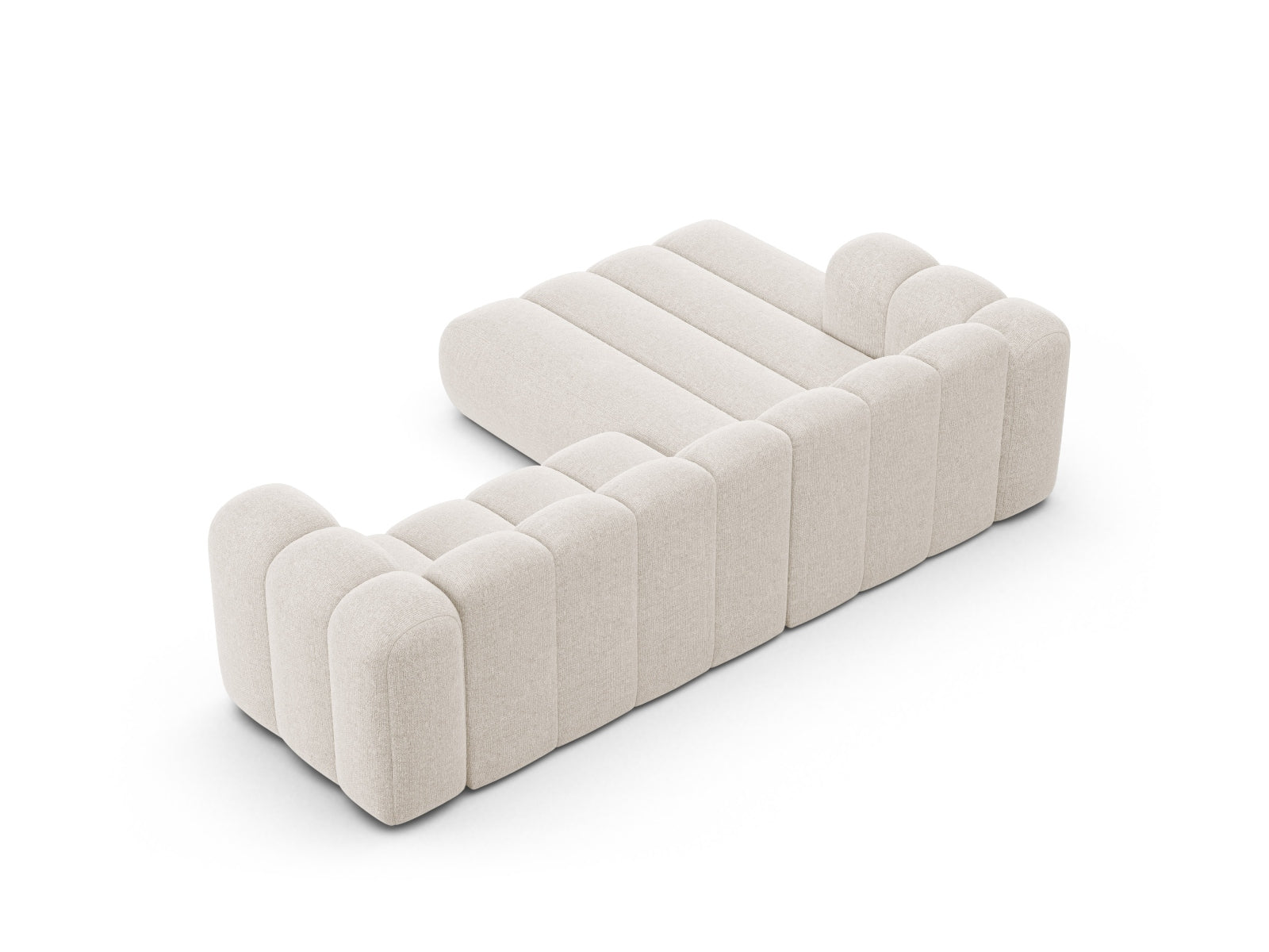 Elegantes, modulares 4-Sitzer Ecksofa links in hellem Beige von Micadoni, ideal für gemütliche Abende und modernes Wohndesign.
