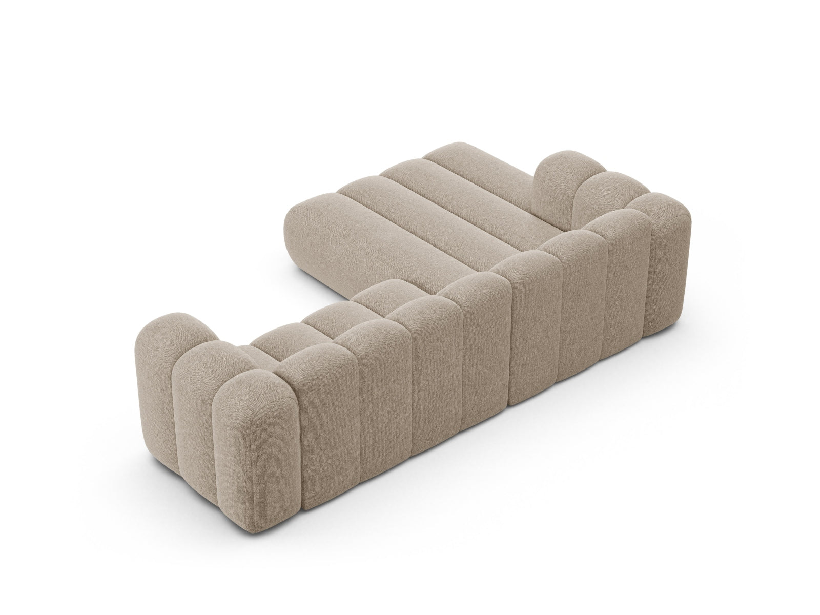 Elegantes, modulares Ecksofa links in stilvollem Dunkelbeige von Micadoni, ideal für gemütliche Abende und zeitgemäße Einrichtung.