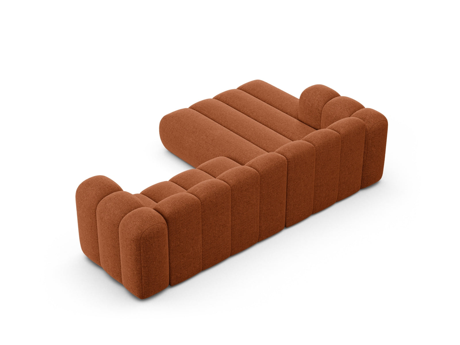 Elegantes, modulares Ecksofa links von Micadoni in Brick-Eden, ideal für moderne Wohnräume und entspannte Stunden.